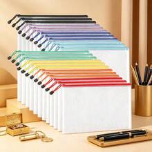 6/24pcs Colorful Waterproof Zipper Storage Bags A4/A5/A6, Multi-Purpose Stationery Office Supplies Board Game Cosmetics Storage Bags, Suitable For Travel, School, Office Supplies, Back To School Supplies, School Essentials, Meeting Documents Invoice Storage, Perfect For Back To School, Mother's Day, Father's Day, Teacher's Day, Nurse's Day Gifts - Multicolor - View 1