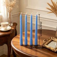 1/4pcs Nordic Style Spiral Tapered Candles, 0.86*9.84 Inches, 4 Colors Available, Suitable For Home Decor, Wedding Arrangement, Excellent Gift Choice, Tabletop Decoration, Gift For Women - Multiple Styles - View 13