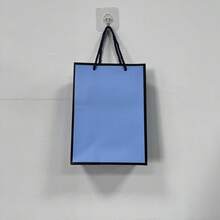 5pcs Blue Gift Bags With Ribbon Handles And Black Edges, Lightweight Foldable Vertical Bags, Suitable For Weddings, Retail, Parties, Birthdays And More - Blue Background With Black Border - View 4