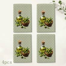 2pcs Green Olive Pattern Kitchen Towels, 6/8pcs Plant Print Dish Cloths, Super Absorbent Microfiber, Machine Washable, Holiday Gift And Cleaning Supplies Decor, Suitable For Holiday Decoration, Cooking, Baking, Housewarming Gift And Cleaning Supplies, Suitable For Kitchen, Bathroom, Toilet - Multicolor - View 14