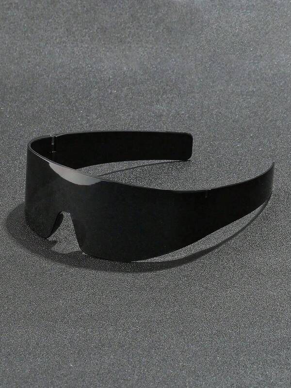 1pc European & American Cyberpunk Futuristic Fashion Rimless One-Piece Lens Glasses For Women