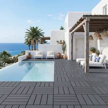 Interlocking Courtyard Deck Tiles Set | 12-Inch Weather-Resistant Plastic Outdoor Flooring | Suitable For Garden, Balcony, Poolside - Striped - View 3