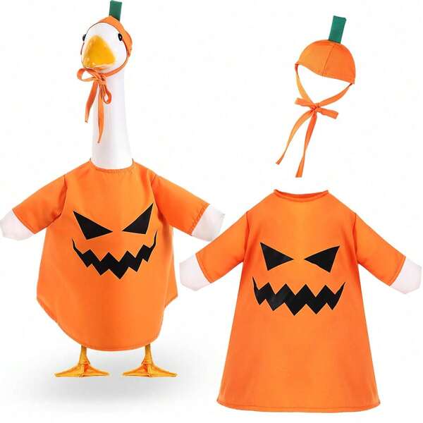 Halloween Goose Outfit For 23" Cement Lawn Porch Goose Cloths Plastic Statue Clothing For Yard Lawn Decor(Goose Sculpture Not Included)