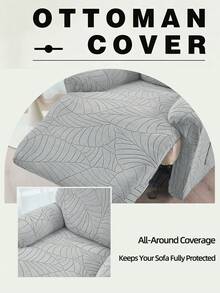 Leaf Jacquard Recliner Chair Cover, Stretch All Inclusive Lazy Boy Recliner Slipcover With Side Storage Pocket, Washable Anti Slip Single Recliner Sofa Protector,Pet Scratch PreventionFor Living Room Home Decor. - Light Grey - View 7