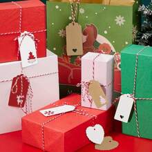 50pcs Red Christmas Tree Design Kraft Paper Cards, Perfect For Packaging And Hanging Decoration, Gift Tags And Ornaments - Multicolor - View 7