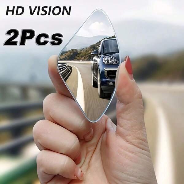 Fan Shaped Blind Spot Mirror, HD Glass Frameless Stick On Adjustabe Few Convex Wide Angle Rear View Blind Spot Car Mirror For Car Blind Spot, Pack Of 2