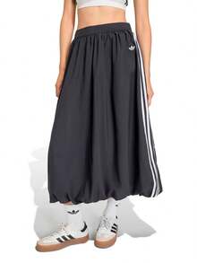 Adidas 三葉草女子經典條紋蓬鬆氣球裙運動半身長裙 - 黑與白 - 查看 1