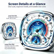 Square Non-Electric Temperature & Humidity Meter With Aquarius/Gemini Pattern, Sensitive And Fast Response Mechanism, Separate Temperature And Humidity Display, Suitable For Greenhouse And Tea Room - A - View 10