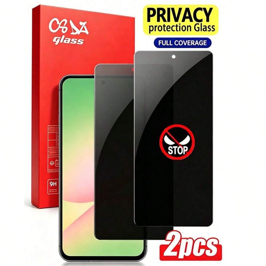 2 Compatible con Samsung A21s A03 A05 A15 A54 5G, Compatible con iPhone 17 16 15 Pro 17promax 17pro 17Air/13, Pantalla completa anti-espionaje cubierta con película de vidrio templado, Protección de privacidad, Resistencia a arañazos, Accesorios de escritorio, Protector de pantalla compatible con Samsung, Protector de pantalla compatible con iPhone 17 Pro, [Versión internacional en lugar de versión local]