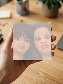 1pc/4pcs Cute Angry Face Self-Adhesive Sticky Notes, Square Memo Pad Suitable For School, Office, Daily Reminders, Diary, Girls Stationery Gift - one-size - View 2