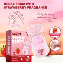 YYTCM Strawberry Scented Portable Soap Sheets 50pcs With Mini Flip-Top Storage Box, Disposable Hand Soap Paper For Travel, Outdoor, Commuting, Gentle And Easy To Rinse - Strawberry - View 5