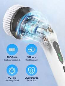 1套電動旋轉清潔刷，無線電動清潔刷附9個可替換刷頭與可調節伸縮桿，適用於浴室、浴缸、瓷磚、廚房、室內空間的清潔工具 - 綠色 - 查看 5