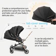Lightweight 2-In-1 Travel Stroller, 360° Reversible Seat, Portable Folding Stroller With Breathable Backrest And Shock Absorption - Black - View 10