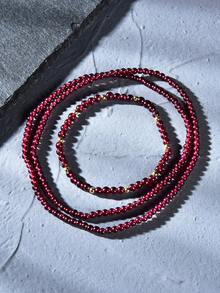 2pcs 18K Gold Plated Natural Garnet Bracelet Set Mother's Day Valentine's Day Birthday Gift - Garnet - View 3