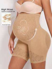 Maternity Solid Color Elastic 3/4 Length Leggings, Suitable For Summer - Ginger - View 3