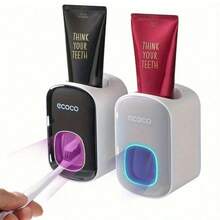 Premium Automatic Toothpaste Dispenser Wall-Mounted No-Drill Toothbrush Holder Slouchy Brushing Tool Toothpaste Squeezer Wall-Mounted Design, No Drilling Required, Easy To Clean, Space-Saving And Waterproof, Effortlessly Dispense Toothpaste, Save Time And Effort. - Multicolor - View 8