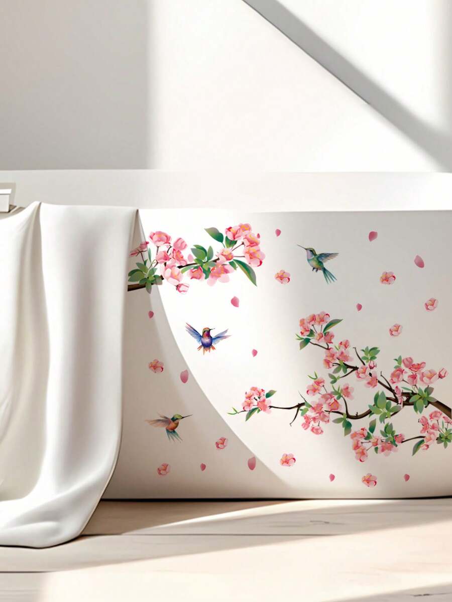 mama look 1pc, Floral & Bird Wall Sticker, Petal Butterfly Decoration, PVC Self-Adhesive Removable, Suitable For Bedroom, Living Room, Study, Dining Room, Bathroom, Home Wall Decoration, Room Decor Etc. - Multiple Styles - View 1