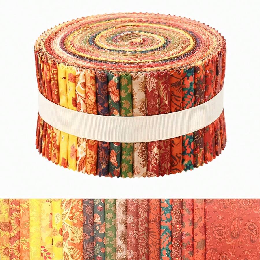 20 Colors - 100% Polyester Fabric Pre-Cut Strips, For Quilting, Handcrafts And Sewing, 40 Pieces 6.5cm X 50cm Set, Suitable For Carpets, Quilts, DIY Crafts And Home Decor - Autumn Art