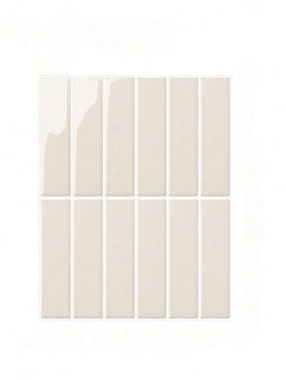 1/10/30 Pieces Of Cream-Coloured Brick-Pattern Imitation Ceramic Tiles For Self-Adhesive Wall Covering. Peel And Stick The Wall Tiles. Waterproof Wallpaper For Splash-Proof Panels In Living Room, Kitchen, Bathroom And Household Use.