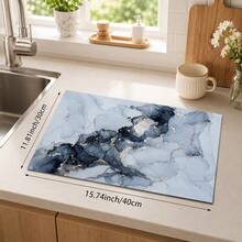 1pc Marble Pattern Diatomaceous Earth Kitchen Drain Mat, Quick-Drying Absorbent Non-Slip Coffee Machine Mat And Dish Drying Mat, Suitable For Kitchen Countertop And Dining Table - Multicolor - View 11