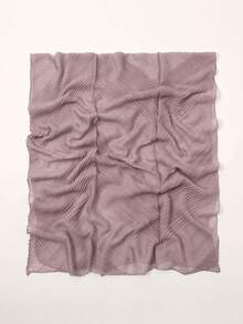 1件女款春季輕量簡約純色皺褶波希米亞風透氣圍巾，時尚極簡休閒百搭頭巾，適合日常穿著，四季皆宜 - 皮紫 - 查看 3