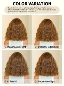 Short Wavy Warm Brown Bob Wig With Side Bangs Natural-Looking Synthetic Heat-Resistant Fiber Curly Hair Wig For Women Everyday Hairstyle Wear, Party Cosplay Use 12 Inch - Brown - View 8