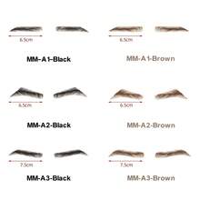 1 Pair 100% Human Hair Handmade Crochet Breathable Lace Base Natural Realistic Lightweight Invisible Reusable False Eyebrows, Suitable For Men And Women - Multicolor - View 4