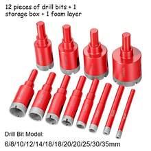 12pcs Heavy Duty Diamond Hole Saw Set, Hole Saw Drill Bit Set For Marble, For Wet And Dry Use, Can Drill Ceramic Tiles, Glass, Marble, Rock Slabs And Other High-Hardness Stones, Suitable For Manual And Home Decoration Scenes - Red - View 5