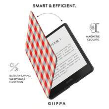 GIIPPA 1pc Colorfule Beige Gingham Checkered Kindle Case With Adjustable Hand Strap, Auto Wake & Sleep PU Leather E-Reader Cover Compatible With Kindle Paperwhite 5/6/7/10/11/12 Gen, Kindle Colorsoft 1st Gen, Basic Kindle 8/10/11 Gen All Kids & Signature Editions, Perfect Christmas Valentine Thanksgiving Halloween Birthday Gift For Book Lovers Girls Traditional Asian Retro Minimalist Aesthetic - Multicolor 5 - View 4