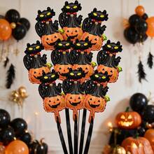 10 buah Balon Foil Mini Dekorasi Pesta Halloween Kartun & Kucing Ukuran 44cm (Pita Tidak Termasuk) Halloween - View 3