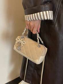 Women's New Spring Fashion Quilted Chain Handbag, Small Square Crossbody Bag, Versatile - Khaki - View 7
