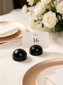 1pc/2pcs/5pcs Black Dome Business Card Holder, Minimalist Hemisphere Name Card Display Stand, Luxury Desktop Card Organizer For Office Desk, Conference, Meeting, Multipurpose Table Card Holder For Business Cards, Table Numbers & Thank You Notes - Black Semi-circle Business Card Holder - View 7