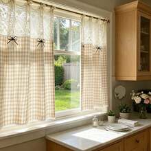 1PC Bohemian-Style Crochet Patchwork Curtain,Soft Two-Tone Plaid ...
