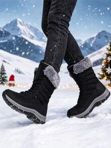 Botas de Caminhada de Inverno Masculinas Pretas, Estilo Atemporal Novo, Marca, Sapatos Masculinos Plus Size, Botas de Caminhada ao Ar Livre, Botas Esportivas de Caminhada, Botas de Primavera, Botas de Outono, Botas de Inverno, Botas Multiterreno, Botas de Caça, Botas de Camping, Botas Masculinas com Forro de Pele Longa para Manter o Calor, Botas de Esportes na Neve, Presente de Natal, Botas de Plataforma Antiderrapantes, Duráveis, Resistentes ao Frio, Sapatos Esportivos de Inverno de Alta Qualidade, Botas de Tornozelo Masculinas/Femininas de Outono/Inverno, Sapatos Esportivos ao Ar Livre, Tamanho 36-48 - Preto - Visão 10