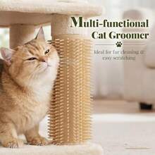 Cat Tree Tower, Scratching Posts With 2 Spacious Condos, 2 Platforms, Self-Grooming Brush, Cozy Basket, Step-By-Step Climbing Pathway For Indoor Cats, 51.2 Inches, Beige And Brown - Beige and Brown - View 6
