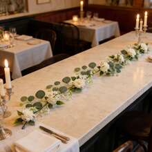 Eucalyptus Leaves And Baby's Breath Artificial Vine, Home Wedding Tabletop Greenery Decoration - White Flowering Vines - View 12