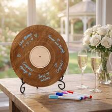 1pc Record Plaque, Blank Acrylic Vinyl Record Shape, DIY Signature Guest Sign Board With Metal Stand For Wedding, Party, Tabletop Party Decor - DIY Record Figurines - View 7