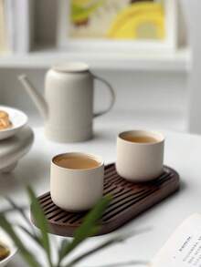 1 buah Baki Kopi, Baki Upacara Teh, Baki Kayu Oval, Baki Penyimpanan Cangkir Rumah, Baki Kering Kayu Solid, Baki untuk Rumah, Kehidupan, Dapur, Ruang Tamu, Luar Ruangan, Serbaguna, Hotel, Penggunaan Komersial - Coklat - View 3