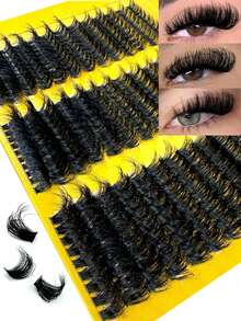 377pcs D-Curl Flare False Eyelashes Set,10D60D/80D/100D,8-16mm, DIY Individual Lashes, Russian Fluffy Effect, Suitable For Stage Makeup, Daily Makeup, Cosplay, Full Makeup And Daily Wear, Portable And Easy To Use.Eyelash Clusters,Individual Eyelashes - DD - View 8