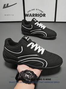 Giày board nam Warrior phong cách tối giản thoải mái, sneaker casual thanh lịch, bền bỉ, phù hợp đi cả ngày, dùng cho tập luyện và chạy bộ, phù hợp xuân hè và quanh năm - màu đen - Xem 5