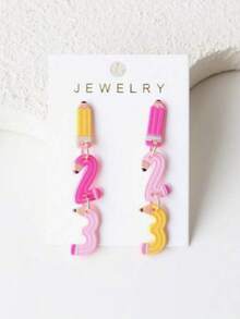 1 Pair Pink No. 123 Pencil Shaped Acrylic Pendant Earrings, Cute Retro Minimalist Style, Suitable For Back To School, Teacher's Day, Graduation Season - Multicolor - View 1