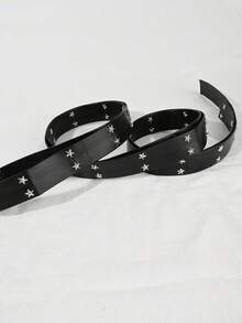 2.9M Long Rivet Punk Belt, Extra Long Buckle-Free Knot Waist Belt - Star Studs - View 3