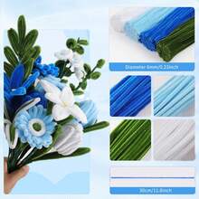 Kit Buket DIY Batang Chenille Aneka Warna 201/212pcs, Bahan Kerajinan Tangan Batang Chenille Lembut dan Mewah, 200pcs Batang Chenille Campuran Warna, Batang Bunga, Pita Bunga, Panduan Langkah demi Langkah dan Video Tutorial, Kit Kerajinan Tangan Bunga untuk Pemula - 201 buah - View 5