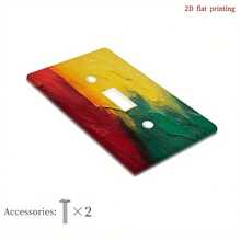 1pc [2D Flat Printing] Jamaican Reggae Colors Style Light Switch Cover, Decorative Wall Plate Kitchen, Bathroom, Living Room, Aesthetic Home Decor - Single Toggle 11cm*7.5cm - View 3