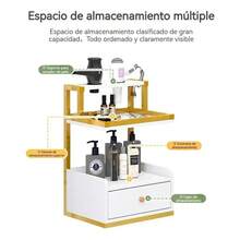 Soporte De Secadores Para Barbería Con Cajones Moderno - Dorado - Ver 3