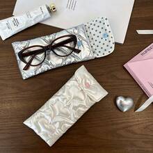 Ins Glossy Bow & Heart Embossed Glasses Storage Bag, Travel Portable Fashion Glasses Organizer, Multi-Function Small Item Storage - Multicolor - View 4