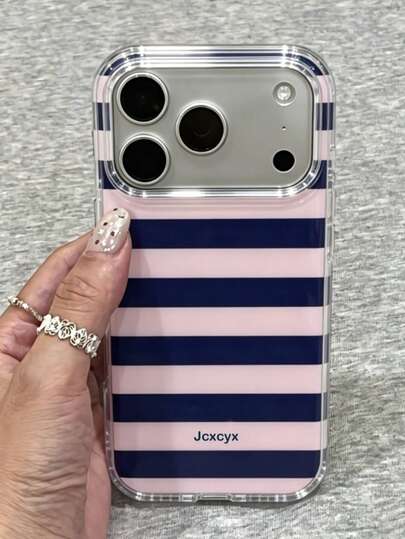 Cute Color-Block Striped Glossy Phone Case Compatible With IPhone 17 Pro Max 17 Pro 17 16 Pro Max 16 Pro 16 15 Pro Max 14 13 15 Pro 15 14 16 Plus Minimalist Protective Shell