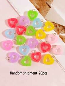 20/50pcs Colorful Soft Candy Heart Shaped Pendant Charms, Cute Kawaii Resin Pendants For Earrings, Bracelets, Jewelry Making, Bulk - Multicolor - View 7