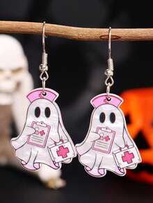 1 Pair Halloween Cute Exquisite Unique Personalized Ghost Nurse Acrylic Earrings, Women's Daily Holiday Party Jewelry - Multicolor - View 1