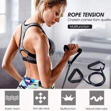Resistance Band With Handles, Yoga Pull Rope, Elastic Fitness Training Tube, Suitable For Home Workout, Strength Training - A - View 5